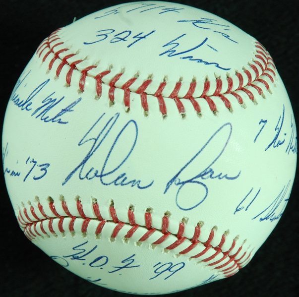 Nolan Ryan Single-Signed STAT Baseball with 8 Inscriptions (PSA/DNA)