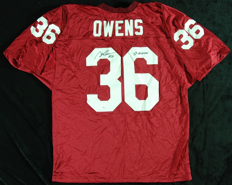 Steve Owens Oklahoma Jersey Inscribed #36 '69 Heisman (BAS)