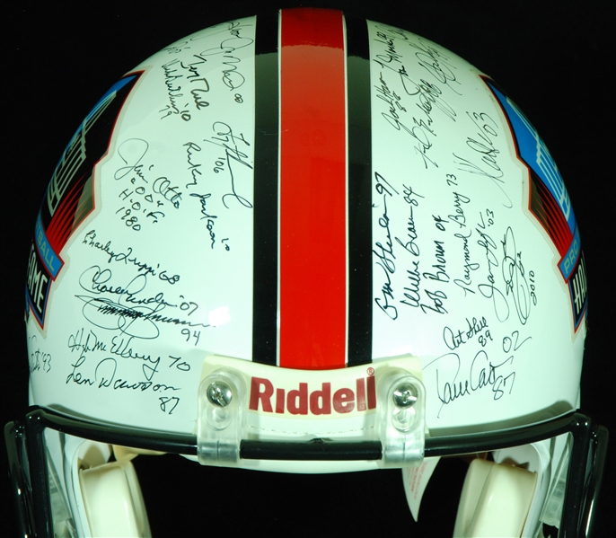 HOFer Multi-Signed NFL Hall of Fame Full-Size Helmet (49) (Mounted Memories) (BAS)