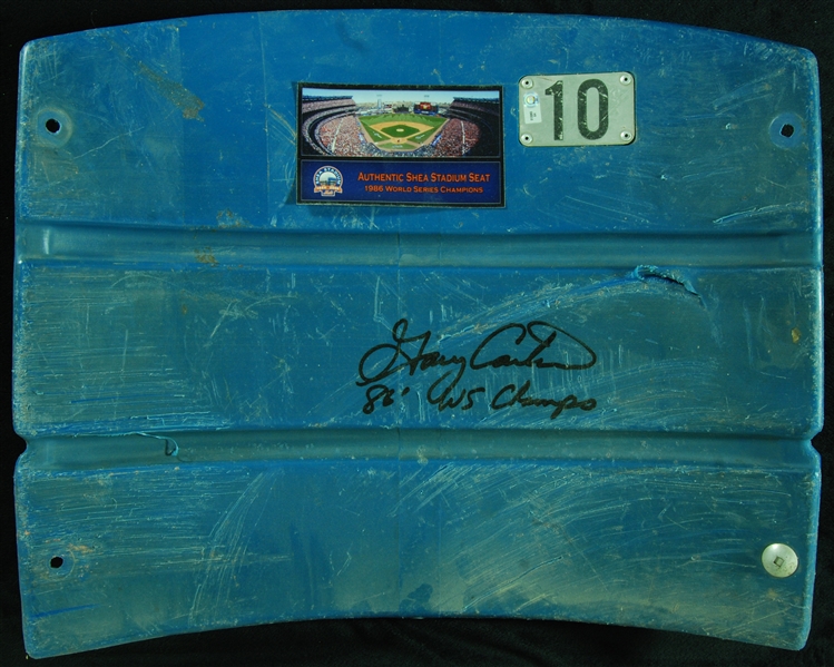 Gary Carter Signed Shea Stadium Seatback Inscribed 86 WS Champs (MLB) (BAS)