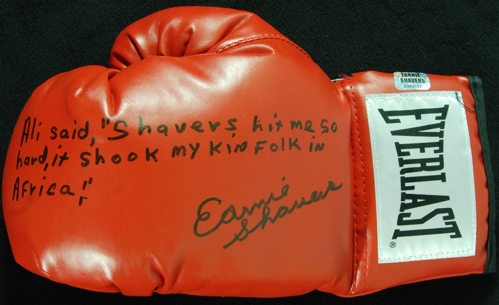 Earnie Shavers Signed Everlast Boxing Glove with Unique Inscription (BAS)