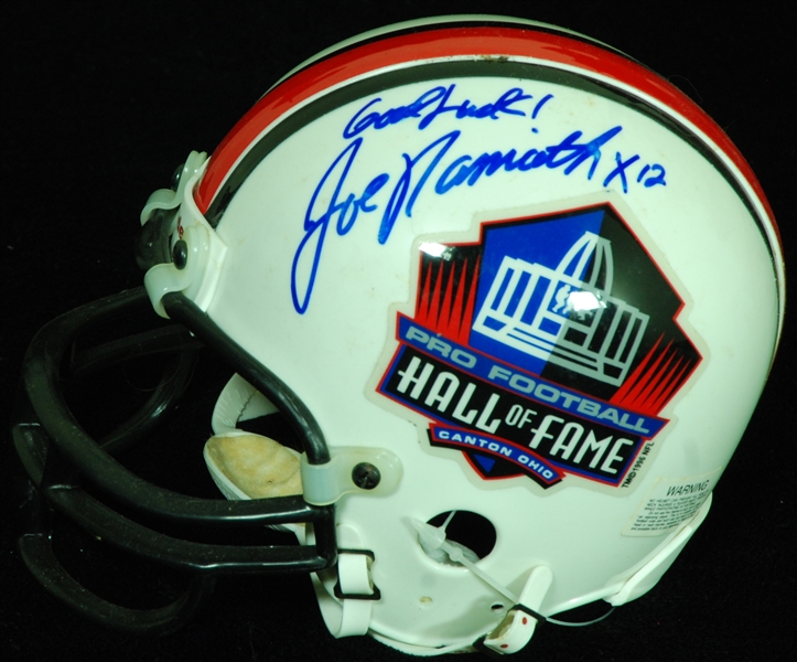 Joe Namath Signed HOF Logo Mini Helmet (BAS)