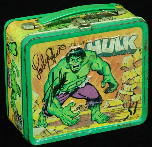 Stan Lee & Lou Ferrigno Dual Signed The Incredible Hulk Lunch Box (JSA)