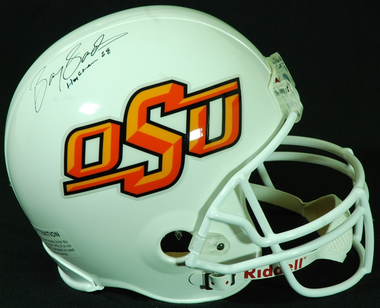 Barry Sanders Signed Oklahoma State Full Size Helmet Inscribed Heisman 88  (BAS)