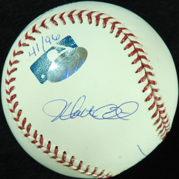 Cubs Greats Pitchers Signed OML Baseball (5) with Wood, Prior, Maddux, Zambrano, Clement (Mounted Memories) (BAS)