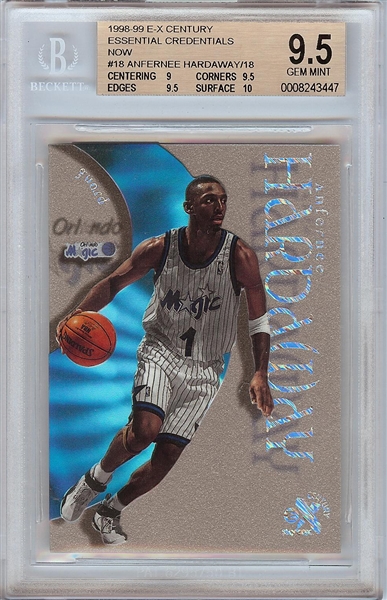 1998-99 E-X Century Credentials Now Anfernee Hardaway No. 18 (3/18) BGS 9.5 (Highest Graded)