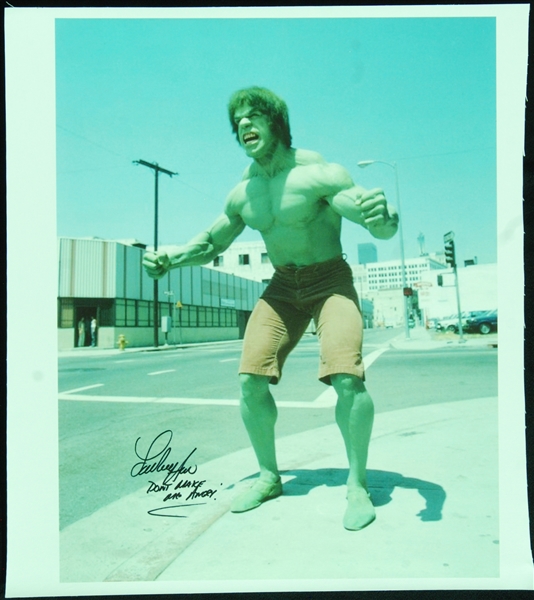 Lou Ferrigno Signed Oversized Hulk Canvas Print Don't Make Me Angry (BAS)