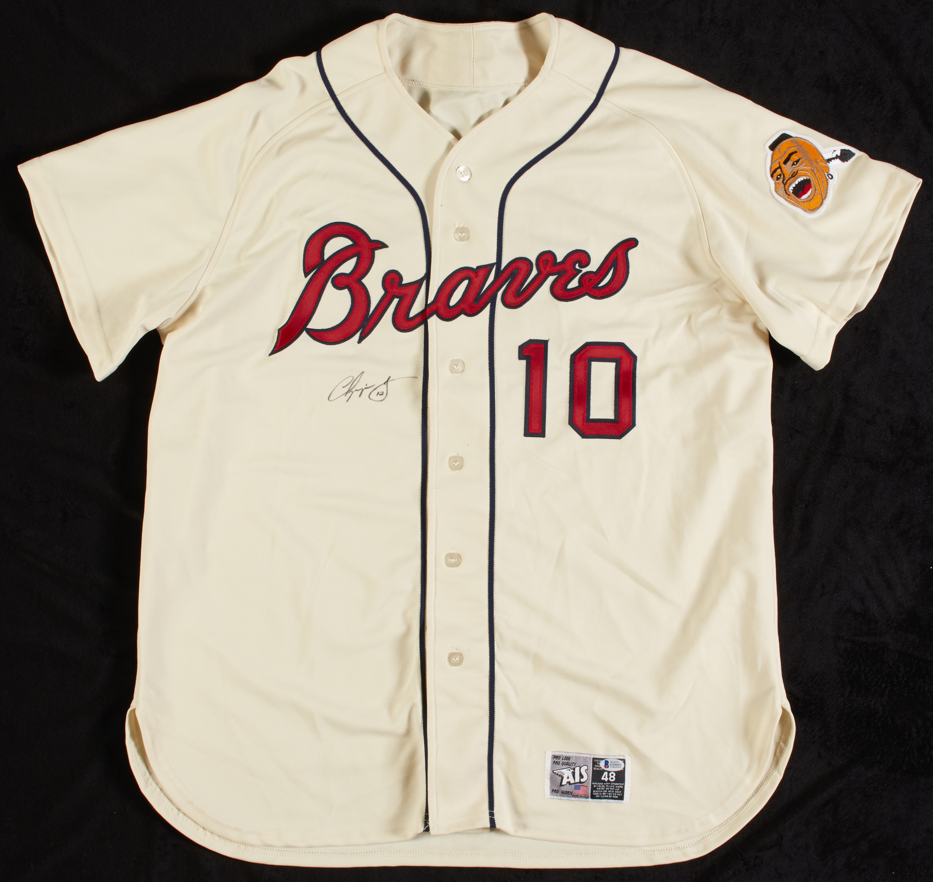 Lot Detail - Chipper Jones 1996 Game-Used & Signed Throwback Braves Jersey  (BAS)
