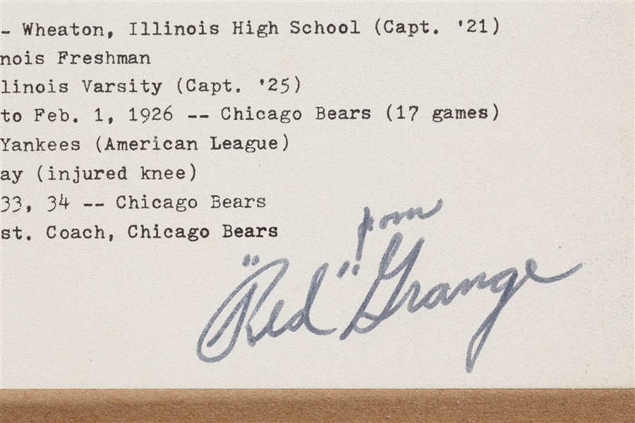 Red Grange Signed 1975 Fleer The Immortal Role & Typed Letter Pair (2)