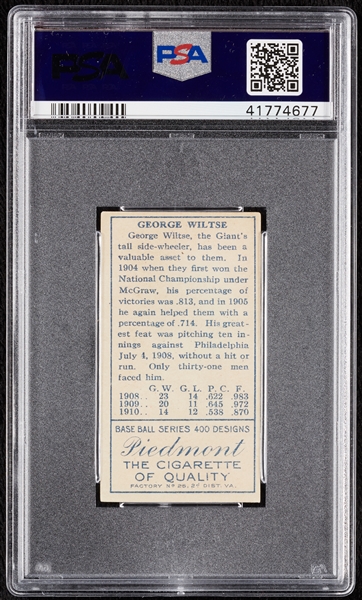1911 T205 Gold Border George R. Wiltse (Both Ears Showing) PSA 5