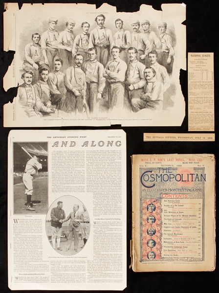 Vintage Baseball Memorabilia with 1800s Woodcuts, Articles, Babe Ruth Article, Etc.