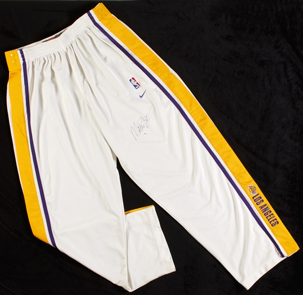 Magic Johnson Signed Lakers Warm-Up Pants (BAS)