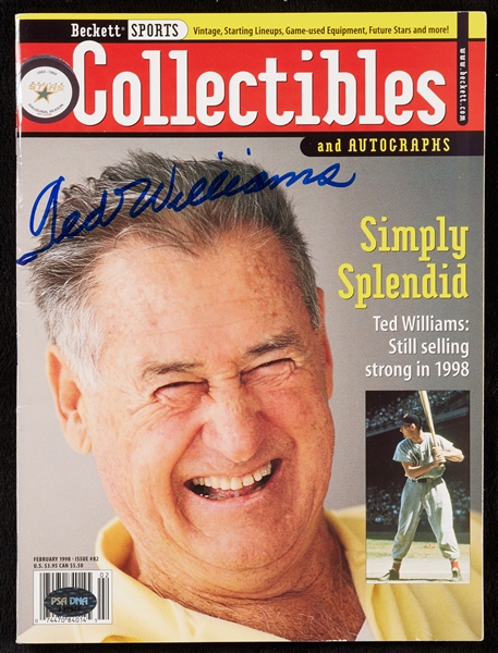 Ted Williams Signed Beckett Magazine (1998) (Green Diamond) (PSA/DNA)