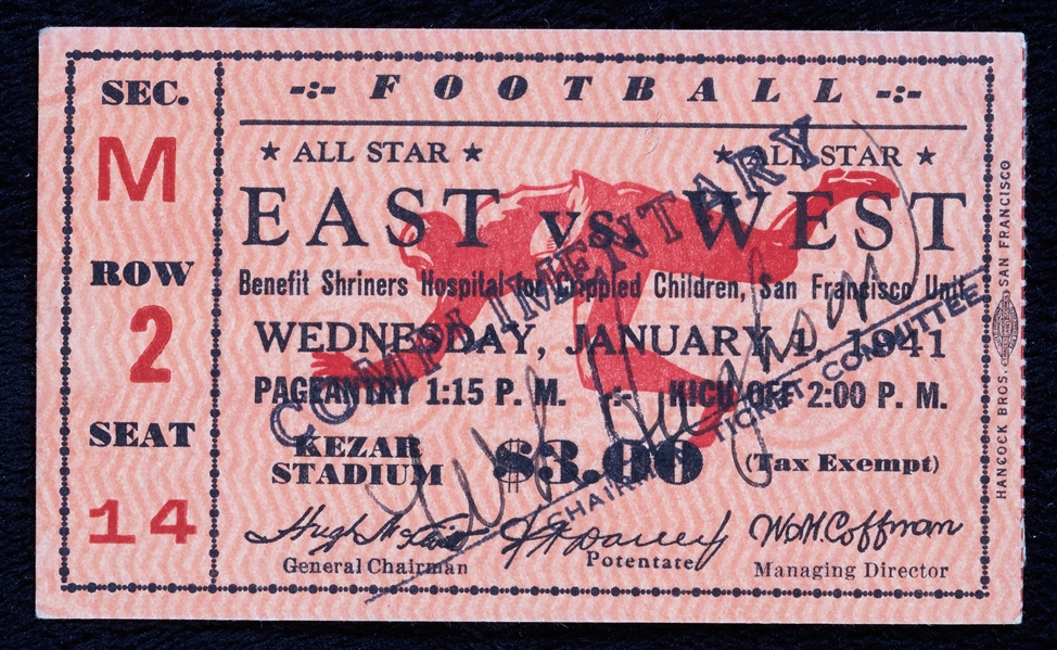 1941 East vs. West Shrine Game Ticket Stub