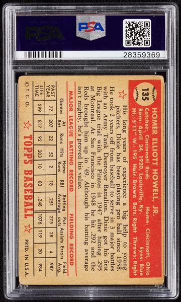 Dixie Howell Signed 1952 Topps No. 135 PSA 2