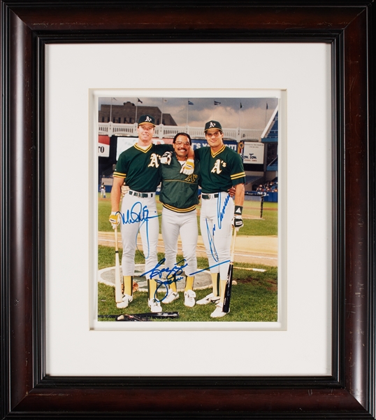 Mark McGwire, Reggie Jackson & Jose Canseco Signed 8x10 Framed Photo (PSA/DNA)