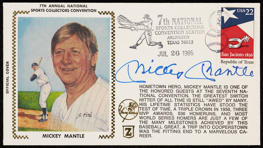 Mickey Mantle Signed Z-Silk 7th National FDC (BAS)