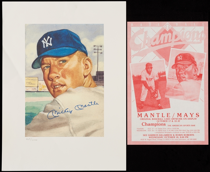 Mickey Mantle Signed 1953 Topps Lithograph (469/2000) (BAS)