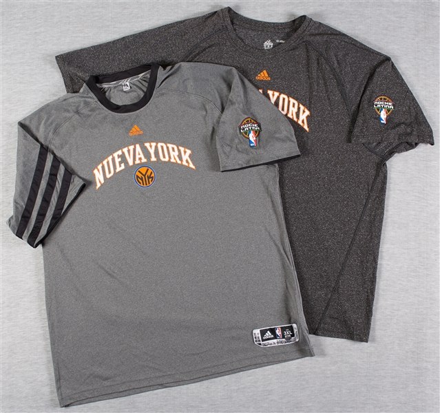 Josh Harrellson 2011-12 Knicks Game-Used Nueva York Grey T-Shirt Lot (2) (Steiner)