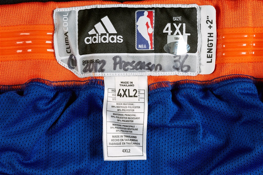 Rasheed Wallace 2012 Knicks Game-Used Preseason Shorts Black Orange Warmup Pants Lot (3) (Steiner)