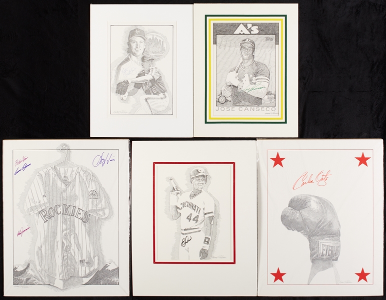 Signed Murray Tinkelman Original Illustrations with Canseco, Justice, Henrich (11)