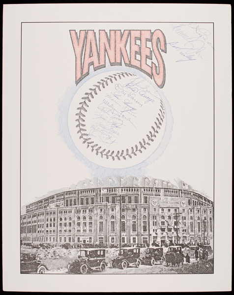 Yankee Stadium Multi-Signed 16x20 Murray Tinkelman Illustration (14)