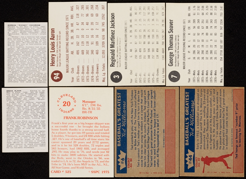 1950s-1970s Topps and Fleer Baseball Group With HOFers, Plus Hostess, Kellogg’s, SSPC and Topps Inserts Group (115)