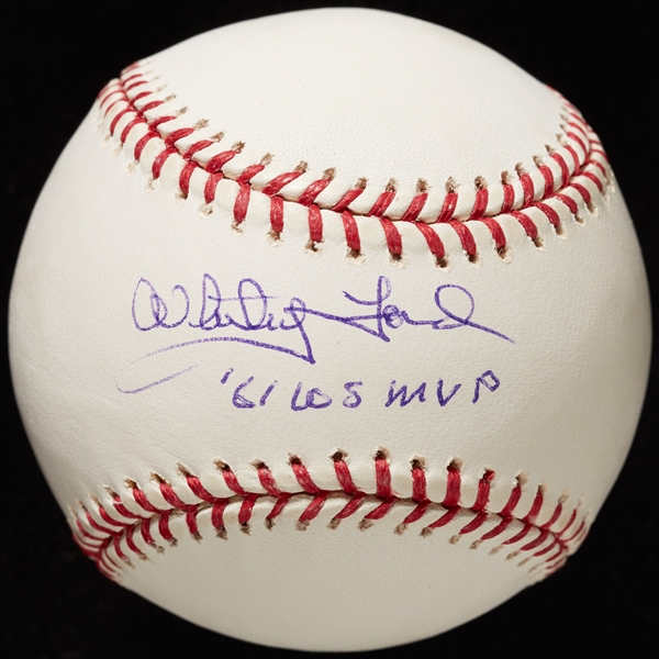 Whitey Ford Single-Signed OML Baseball 61 WS MVP (JSA)