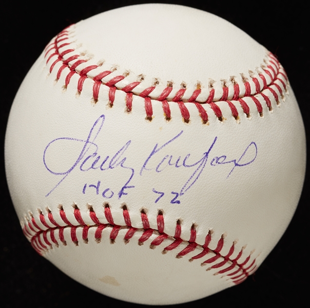 Sandy Koufax Single-Signed OML Baseball HOF 72 (Online Authentics) (BAS)