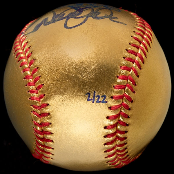 Derek Jeter Single-Signed Gold 2009 World Series Baseball (2/22) (Steiner) (BAS)