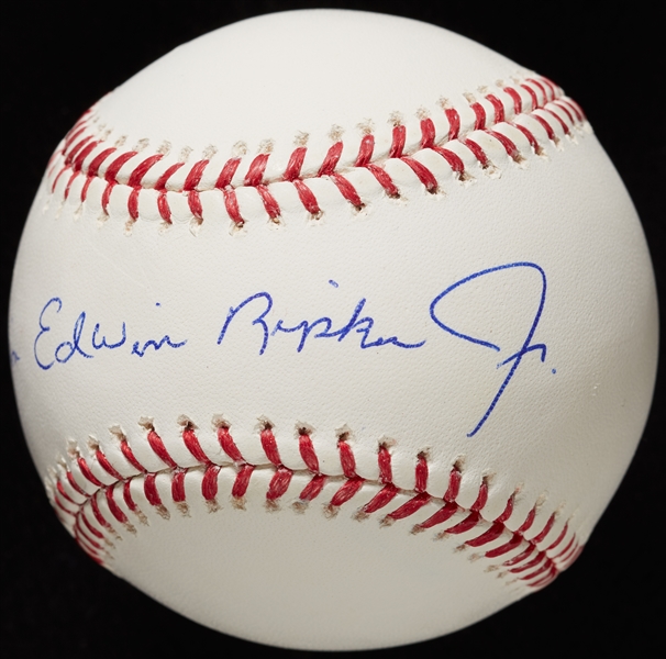 Cal Ripken Jr. Single-Signed OML Baseball Inscribed Calvin Edwin Ripken Jr. (PSA/DNA)
