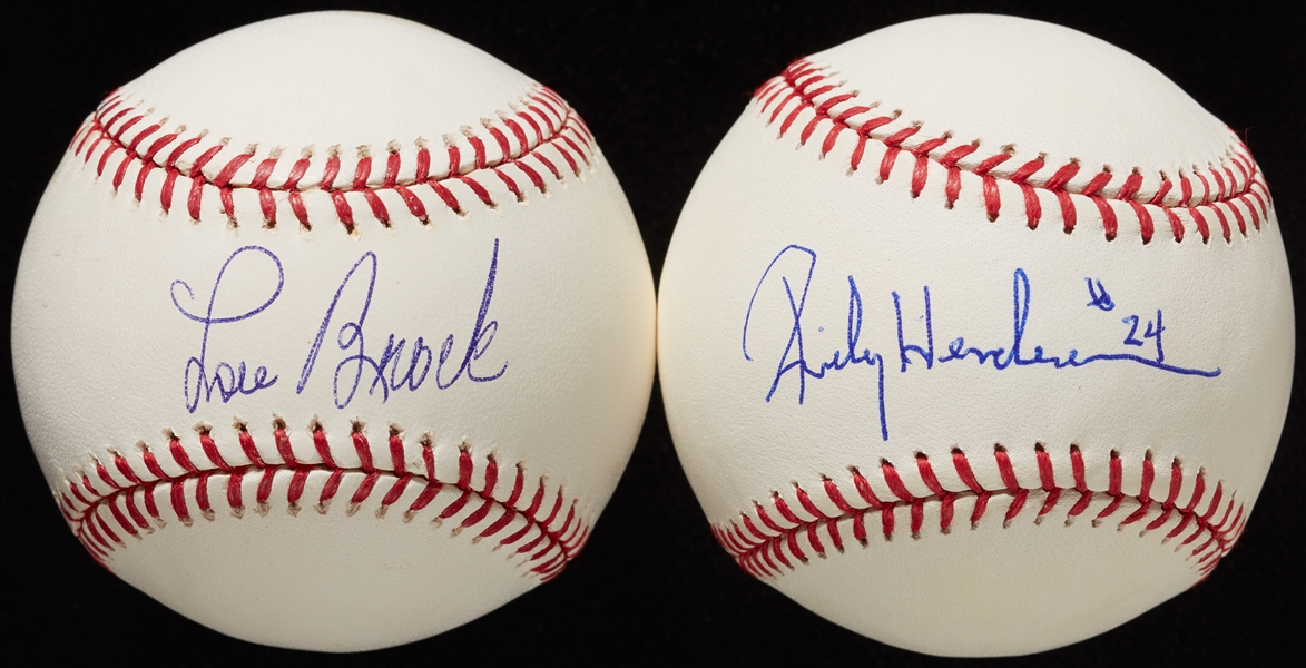Rickey Henderson & Lou Brock Single-Signed Baseballs (2) (PSA/DNA)