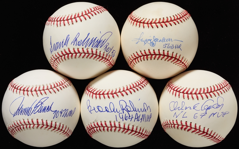 HOFer Single-Signed Baseballs with Inscriptions (5) (PSA/DNA)