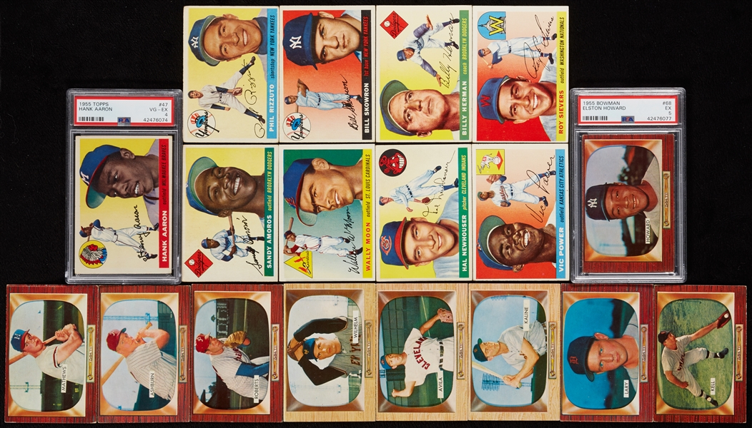 1955 Topps and 1955 Bowman Baseball Partial Sets and Red Mans (379 Cards)