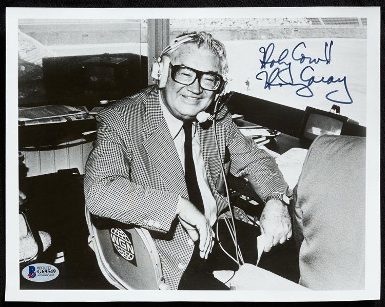 Harry Caray Signed 8x10 Photo with 1984 Chicago Cubs Items (BAS)