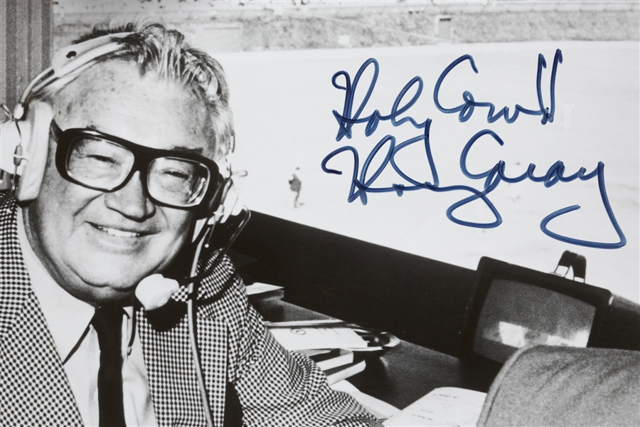 Harry Caray Signed 8x10 Photo with 1984 Chicago Cubs Items (BAS)