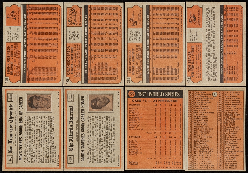 1972 Topps Baseball High-Grade Partial Set From Vending, HOFers, Specials, 15 Slabbed (464)