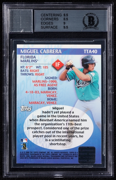 2000 Topps Traded Autograph Set with Miguel Cabrera BGS 9 (AUTO 10) (80 Autos)