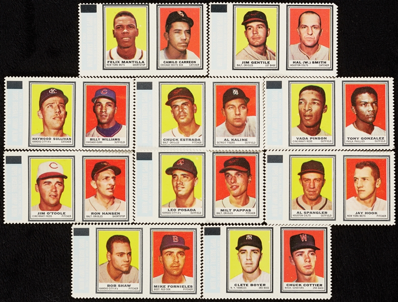 Pristine 1962 Topps Baseball Stamp Panels (10)