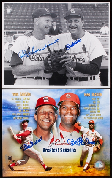 Stan Musial Multi-Signed Photo Pair with Gibson, Schoendienst (2)