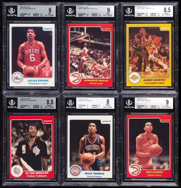 1983-84 Star Co. Near Set Mostly in Bags with Dominique Wilkins BGS 9 (minus Celtics & Mavs)
