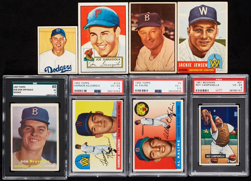 1950’s Topps Baseball HOFers, Rookie and Stars, Five Slabbed (15)