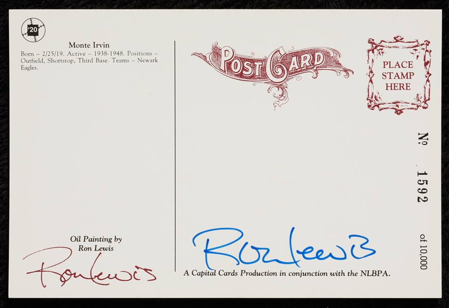 Ron Lewis Negro League Postcard Series 1 Set with 25 Autographs (25/29)