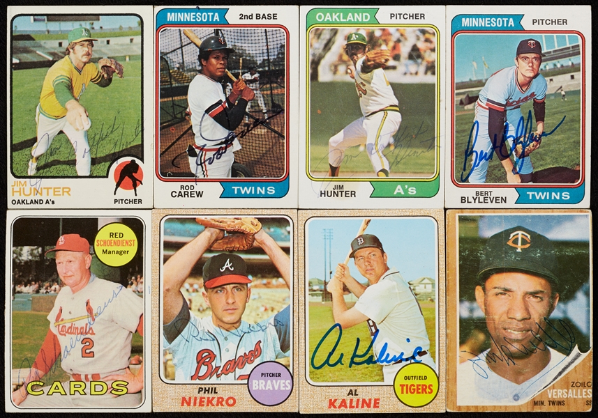 Huge Hoard of 1954-85 Topps Autographed Baseball Cards With HOFers (740)
