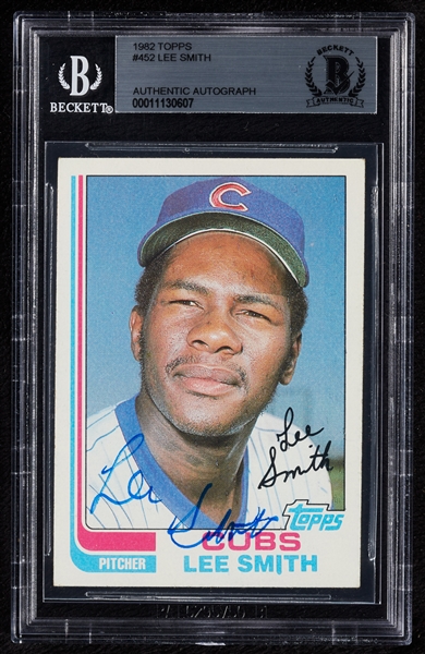 Lee Smith Signed 1982 Topps RC No. 452 (BAS)