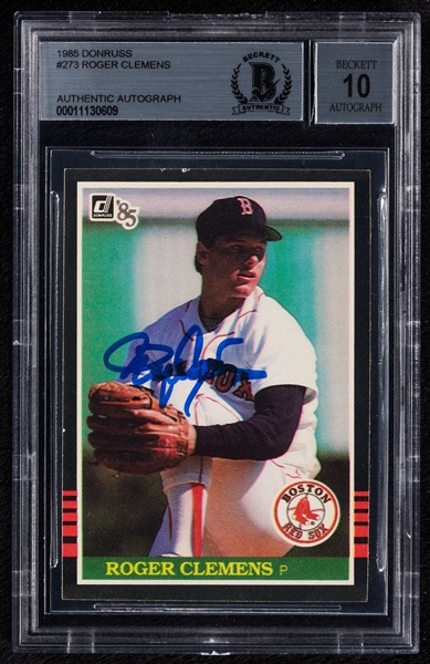Roger Clemens Signed 1985 Donruss RC No. 273 (Graded BAS 10)