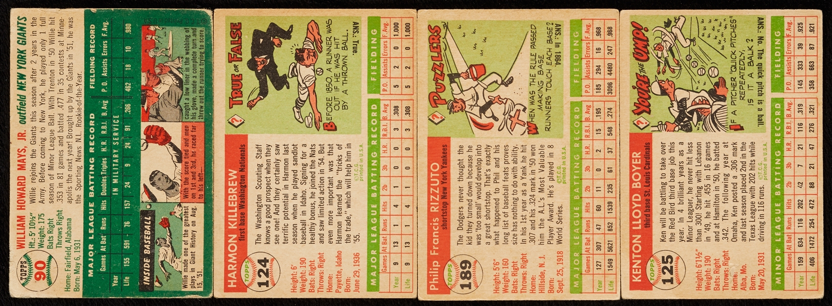 1954 and 1955 Topps Baseball Group With Killebrew Rookie, 1954 Mays (52)