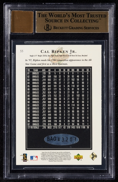 2000 SP Authentic Buybacks Cal Ripken Jr. 1998 (13/13) BGS 9.5 (AUTO 10)