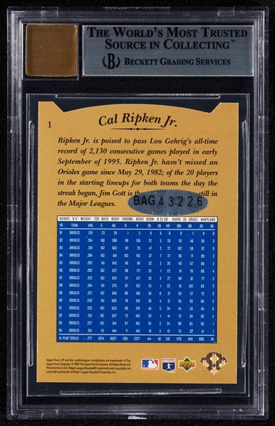 2000 SP Authentic Buybacks Cal Ripken 1995 (9/10) BGS 9.5 (AUTO 10) 
