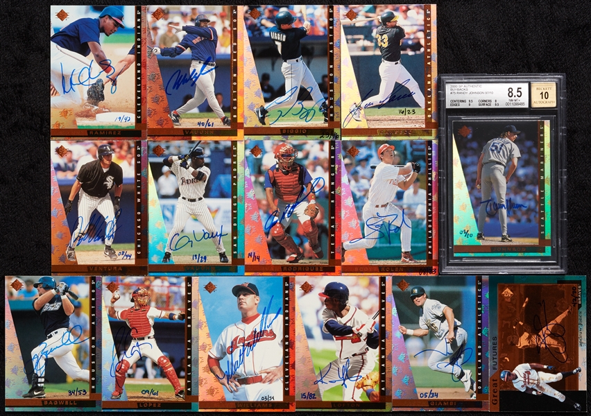 2000 SP Authentic Buybacks 1997 Group with Johnson BGS, Bagwell, Biggio (15 Autos)